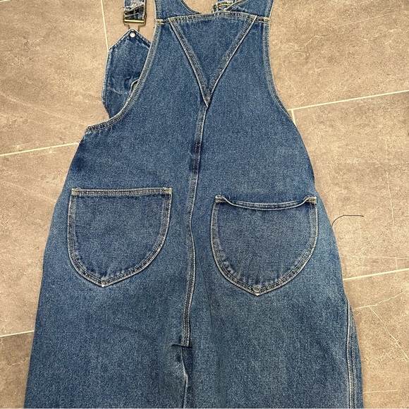 Vintage overalls denim medium wash blue mom jean 90s no stretch - Picture 3 of 13